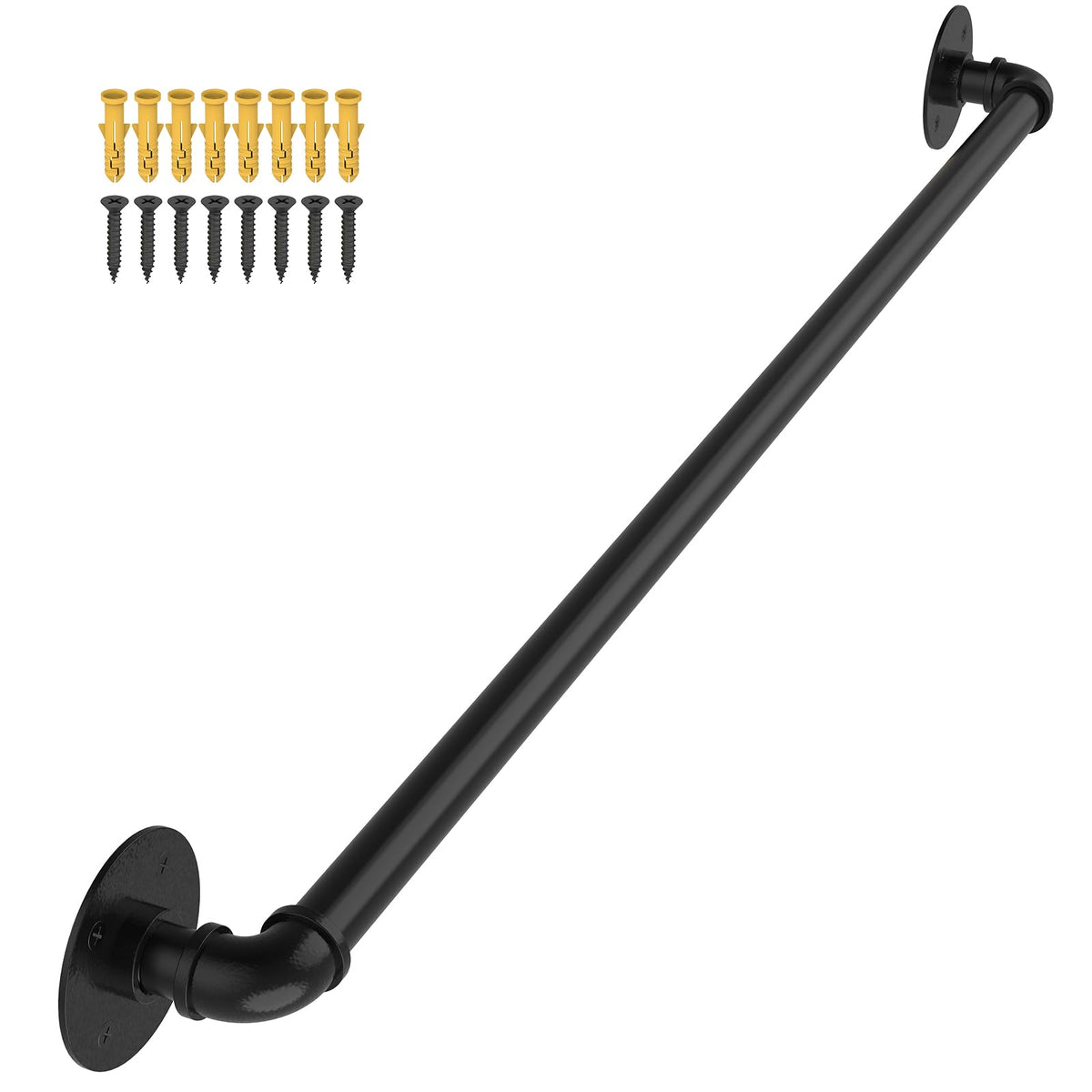 OUSHENG stair railing 3ft matte black shows sturdy indoor safety and compact design