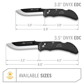 Outdoor Edge Onyx ergonomic handle provides a comfortable, stable grip.
