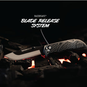 Outdoor Edge Onyx three-point-five-inch drop-point blade handles varied cuts.