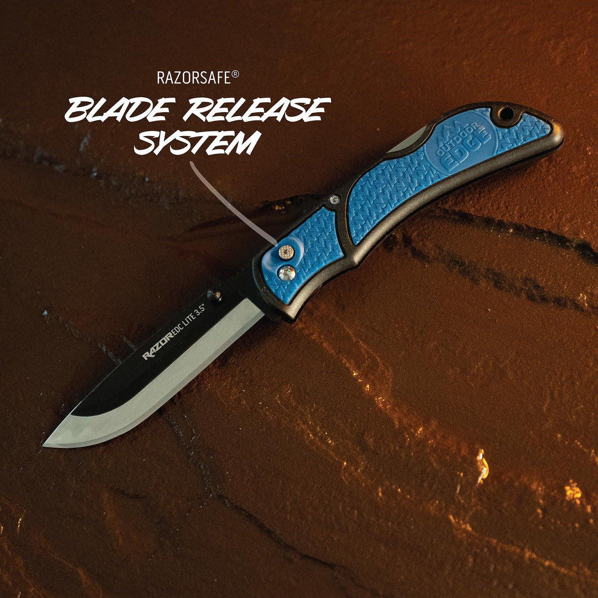 Outdoor Edge RazorLite 44J2 stainless steel blades deliver sharp, long-lasting cuts.