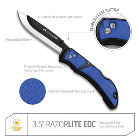 Outdoor Edge RazorLite EDC knife 3.5-inch blade, built for durable outdoor performance.
