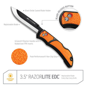 OUTDOOR EDGE RazorLite EDC blade holder in durable 420J2 steel with black oxide