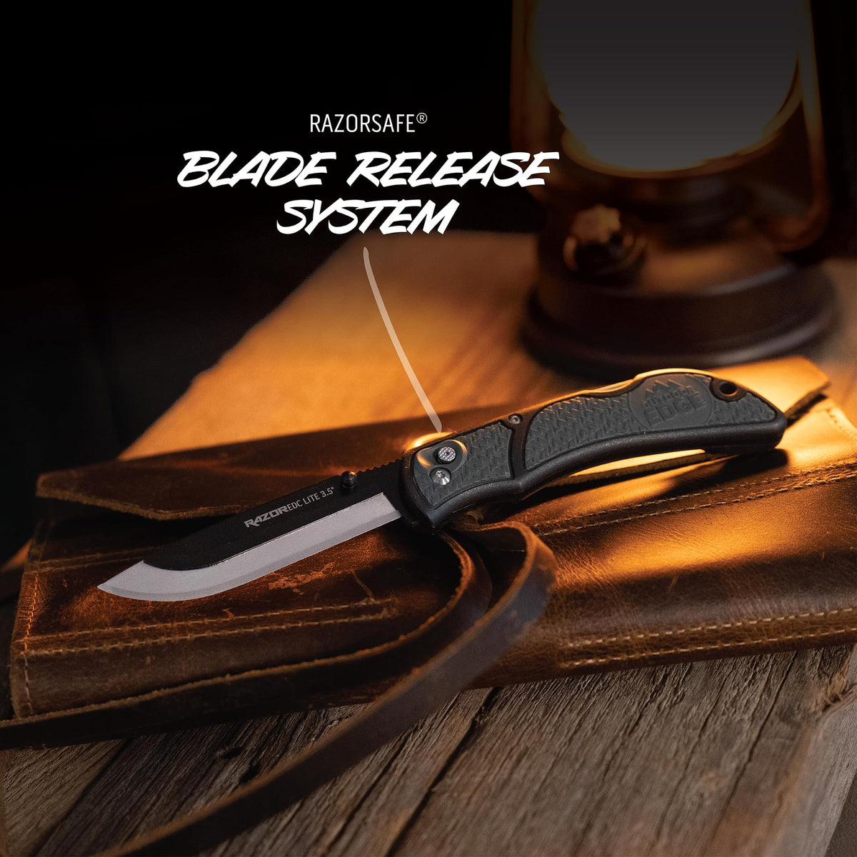 OUTDOOR EDGE RazorLite blade holder close-up showing precision and durability.