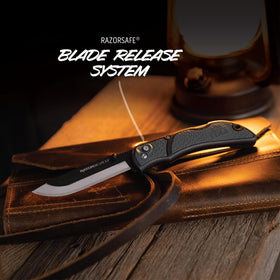 OUTDOOR EDGE RazorLite blade holder close-up showing precision and durability.