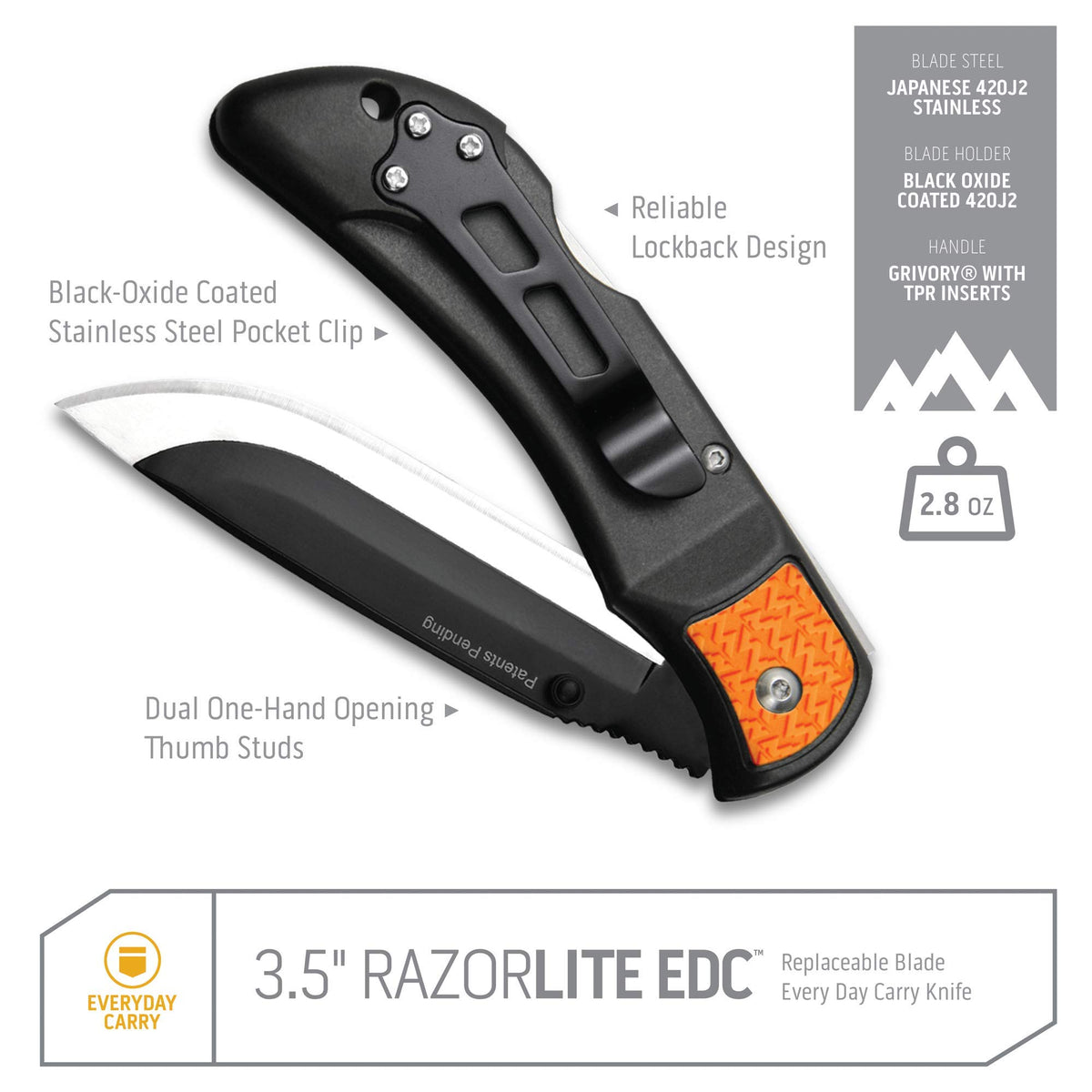 OUTDOOR EDGE RazorLite EDC pocket clip for quick access