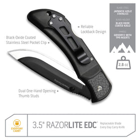 OUTDOOR EDGE RazorLite lifetime service promise with supportive care.