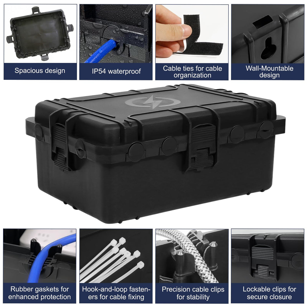 OUTDSPLY spacious interior fits large adapters and timers.