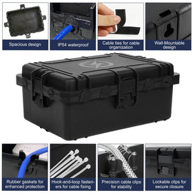 OUTDSPLY spacious interior fits large adapters and timers.