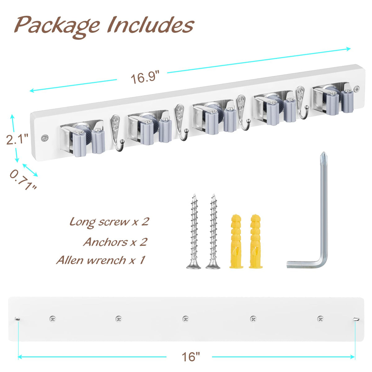 OUTNILI wall rack in garage or laundry for tidy tool access.