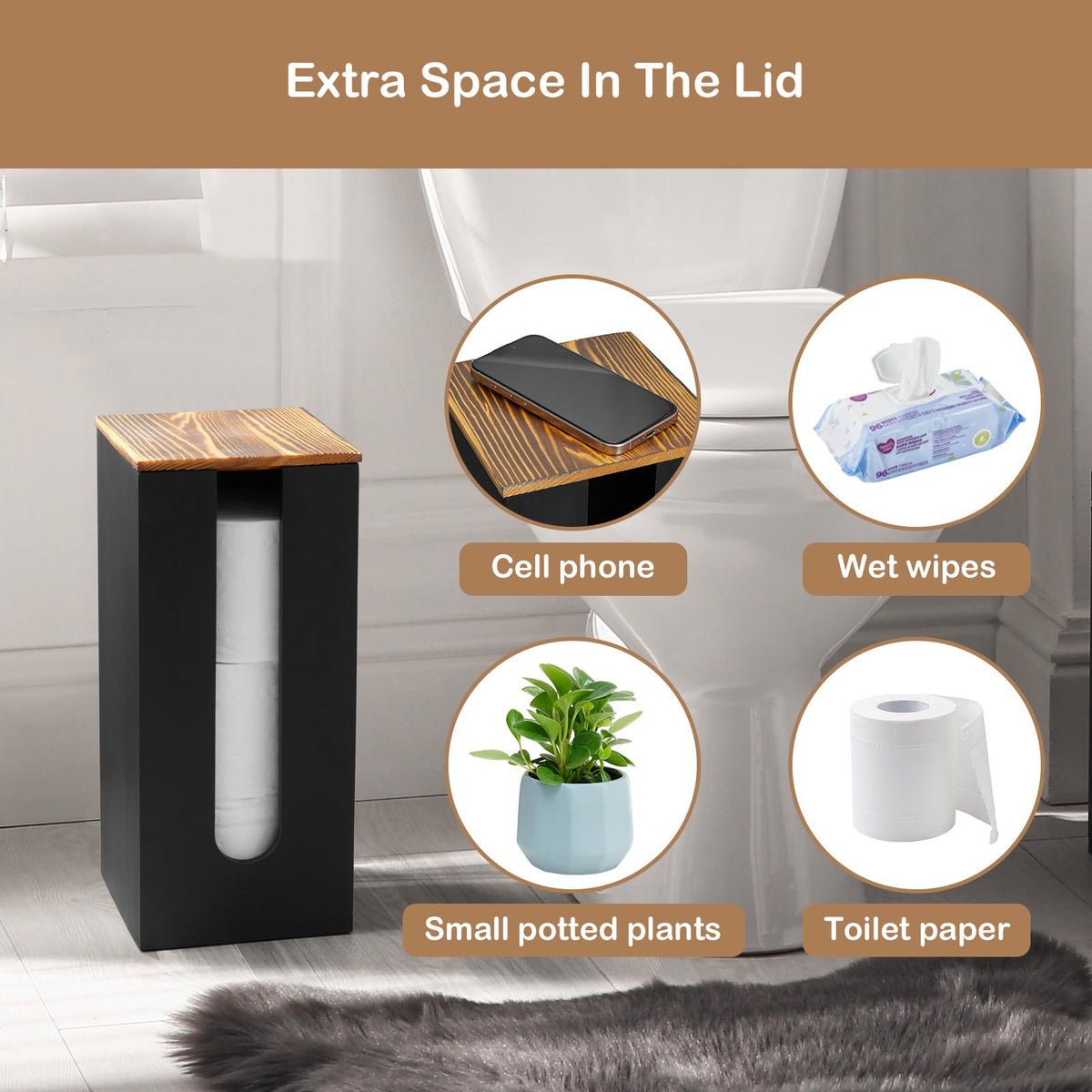 Outnili lid doubles as a shelf for phone or wipes