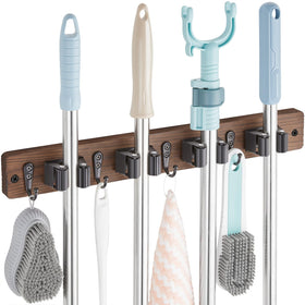 Outnili mop and broom holder wall mount keeps tools organized and within reach.