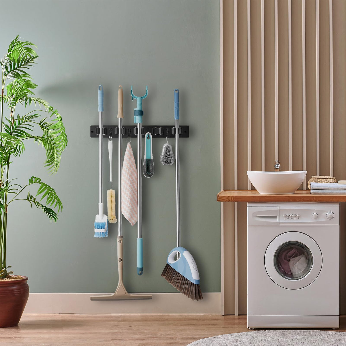 OUTNILI black finish with stainless steel clips complements kitchen and laundry decor