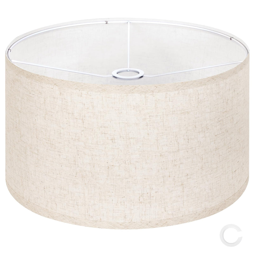 OUTON beige large drum lamp shade for floor lamps with even light diffusion.