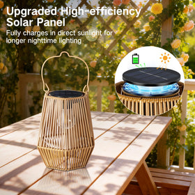 OUTONLIFE solar lantern with dusk-to-dawn auto feature for hands-free outdoor lighting
