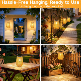 OUTONLIFE solar lantern portable handle for hanging or tabletop display