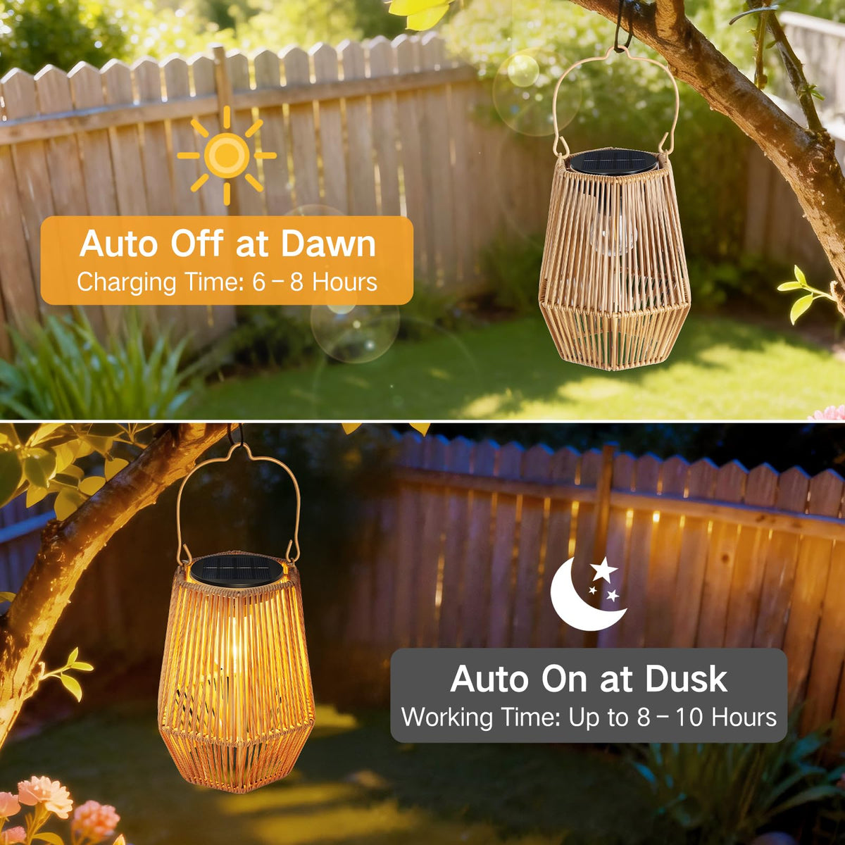 OUTONLIFE solar lantern waterproof exterior suitable for all-weather patios and gardens