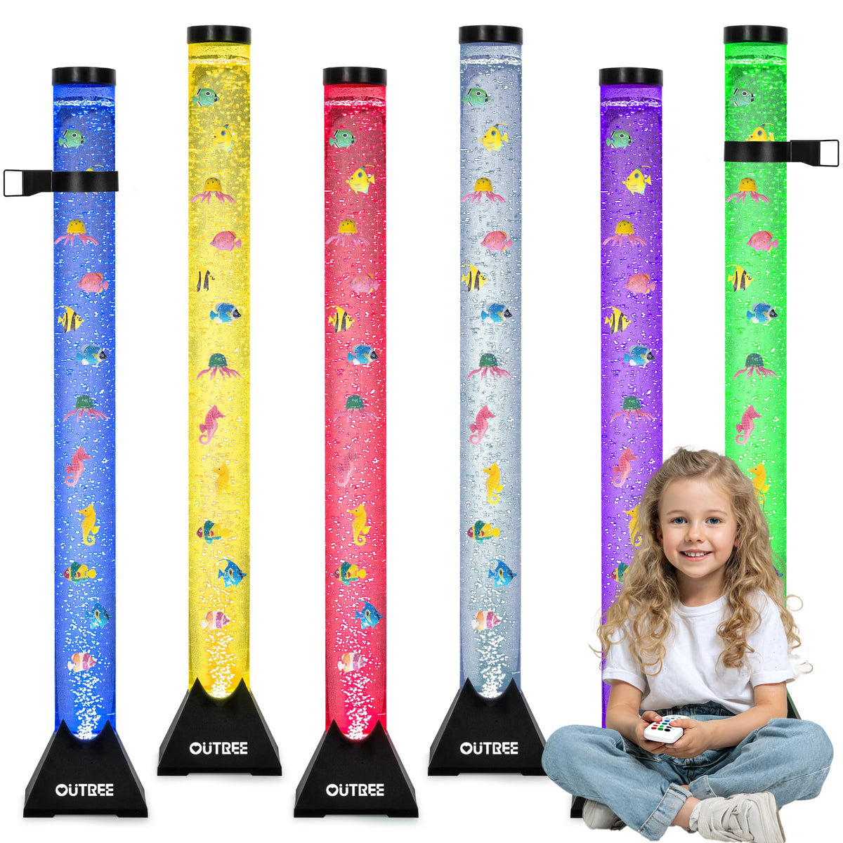 OUTREE 4FT sensory tube lamp with bubbles for calming ambiance