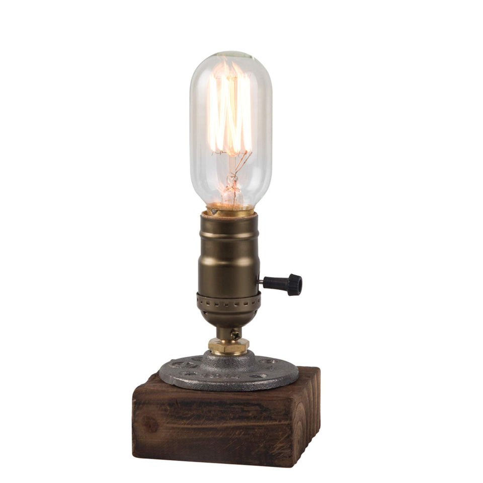 OuXean Vintage Table Lamp with wooden base provides warm ambient lighting.