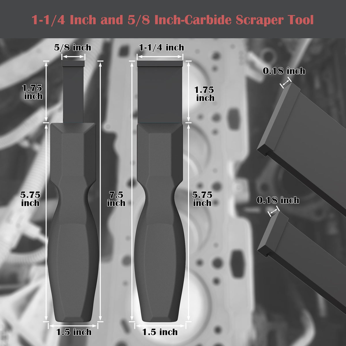 OUXIO Carbide Scraper 5/8 inch blade for stubborn deposits on aluminum components