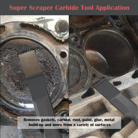 OUXIO Carbide Scraper in use on engine parts to clean gasket residues