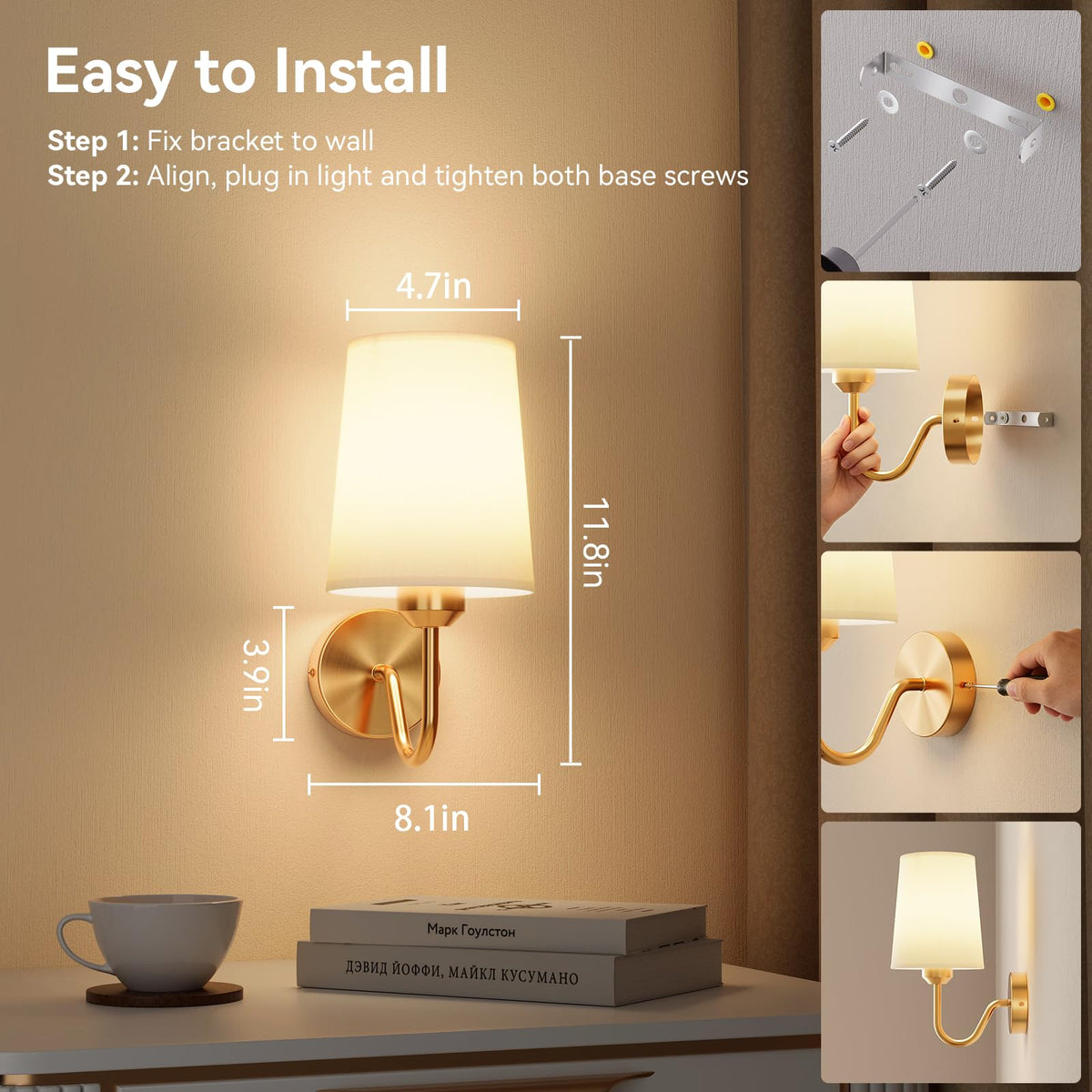 Ouyulong sconce shows 3 color temperatures to set mood.