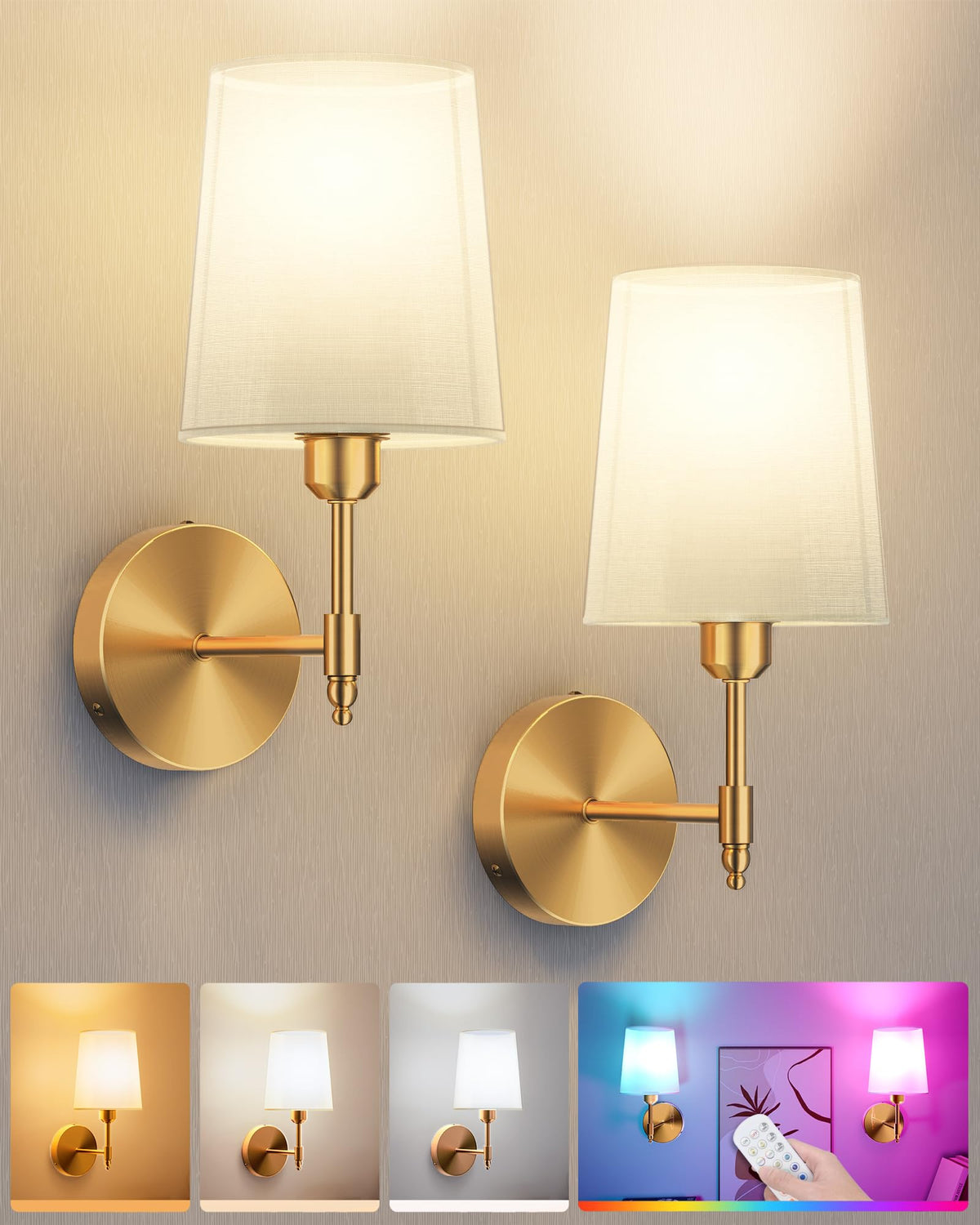 Ouyulong battery wall sconce in brushed gold mounted on wall for ambient lighting