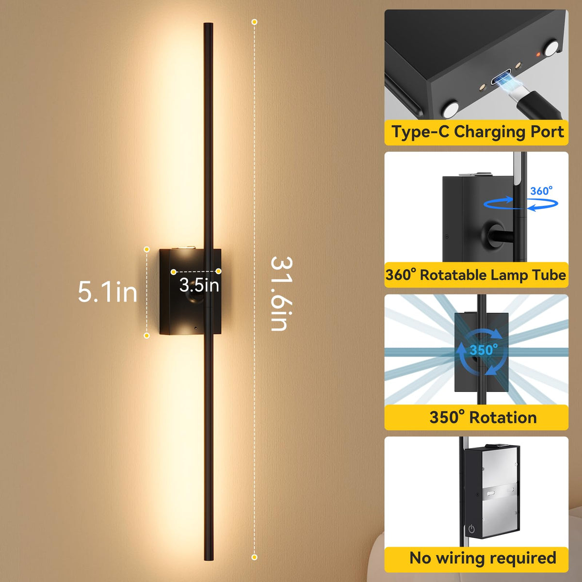 Ouyulong remote-controlled sconces provide convenient lighting control.