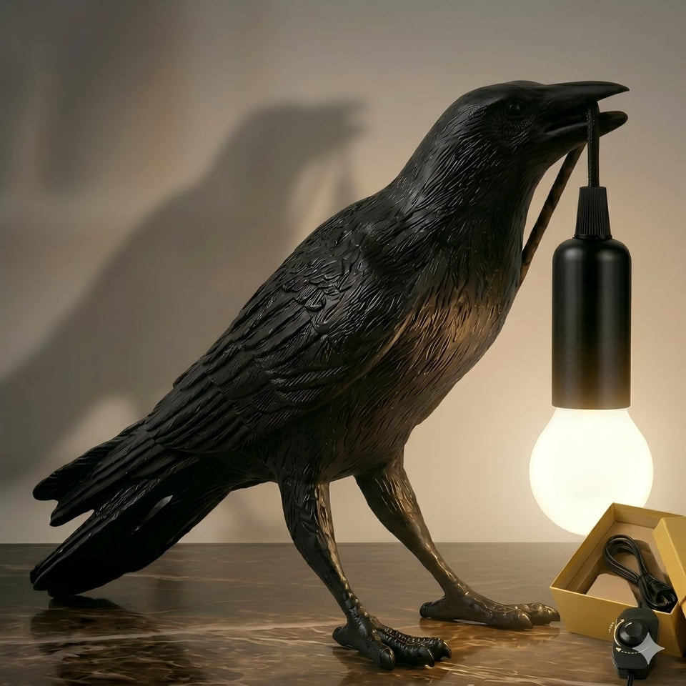 OVANUS crow lamp with gothic silhouette for dramatic room decor