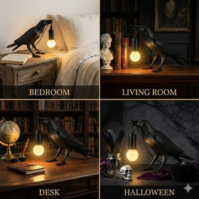 OVANUS Halloween black bird lamp highlights dramatic seasonal decor