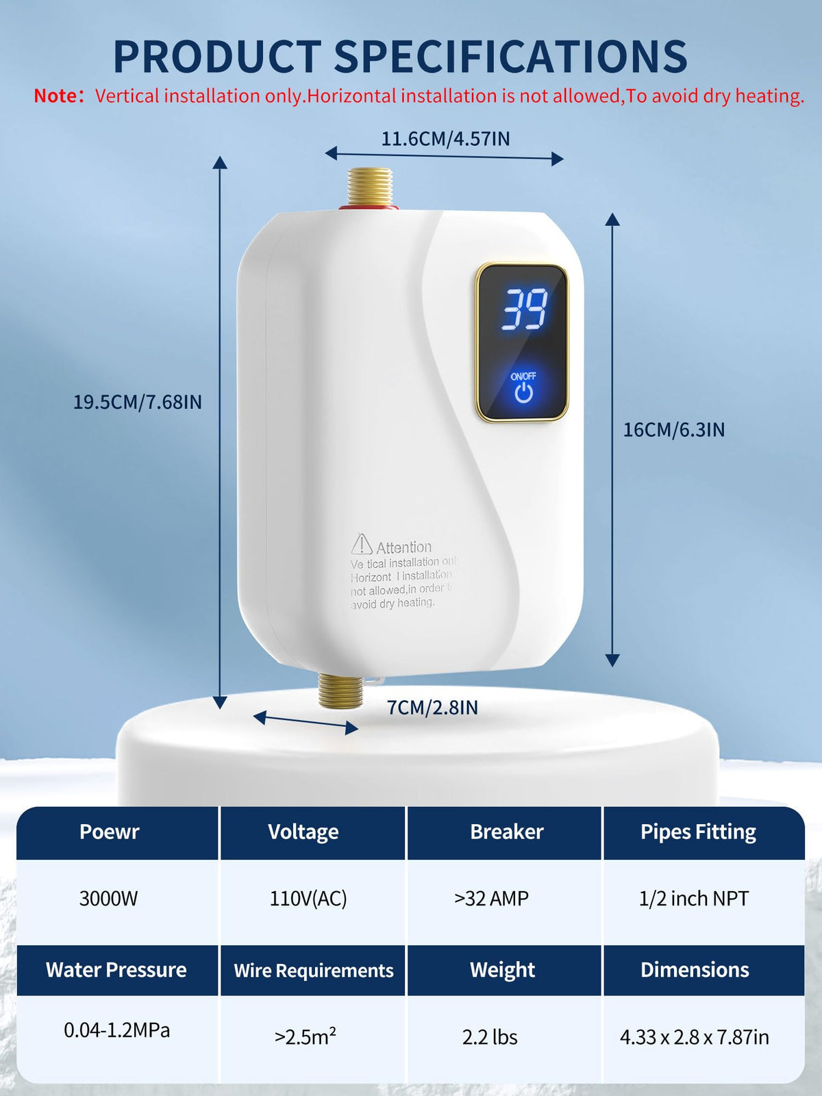 OVAS HOO digital display allows Celsius/Fahrenheit toggle for easy temp setup