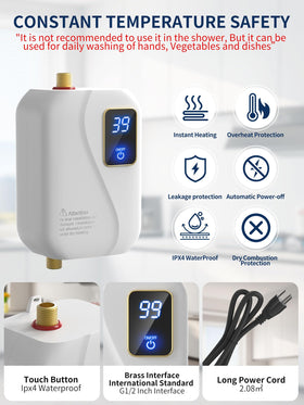 OVAS HOO IPX4-rated body resists moisture while delivering safe hot water