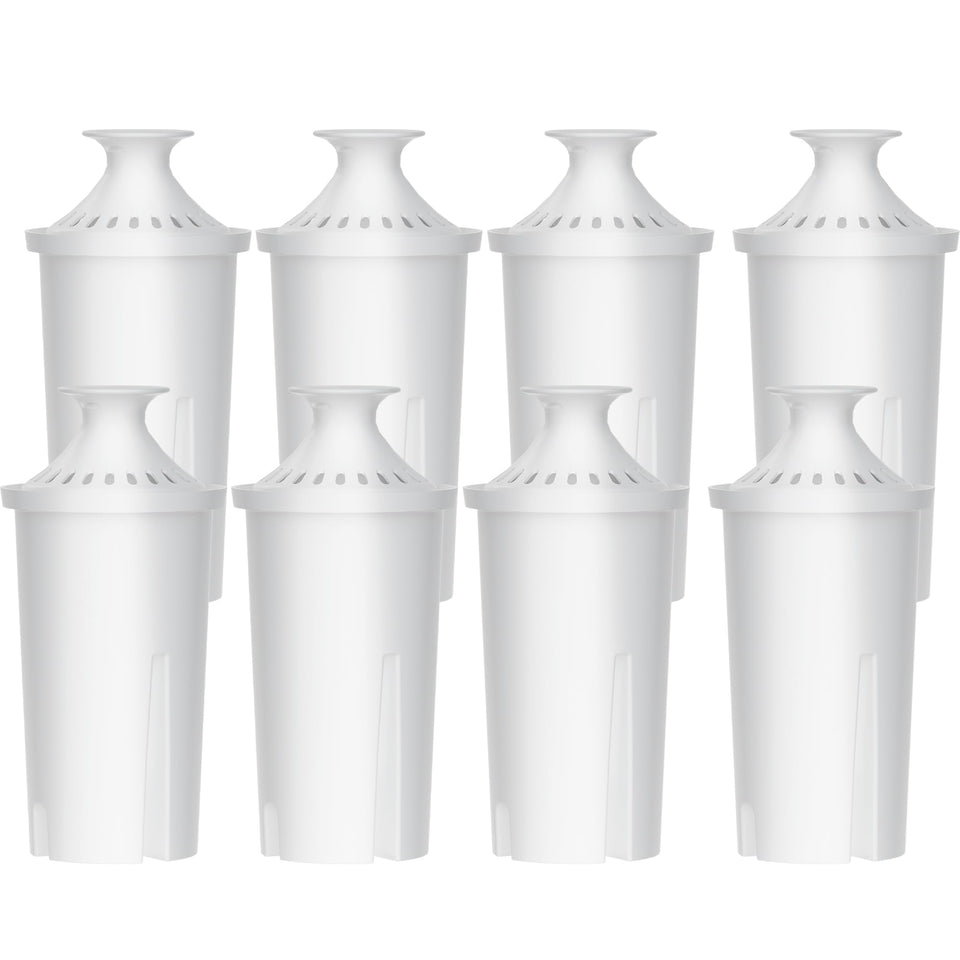 Overbest 7006 pitcher filter ready for compatible Brita and Mavea pitchers, improves taste.