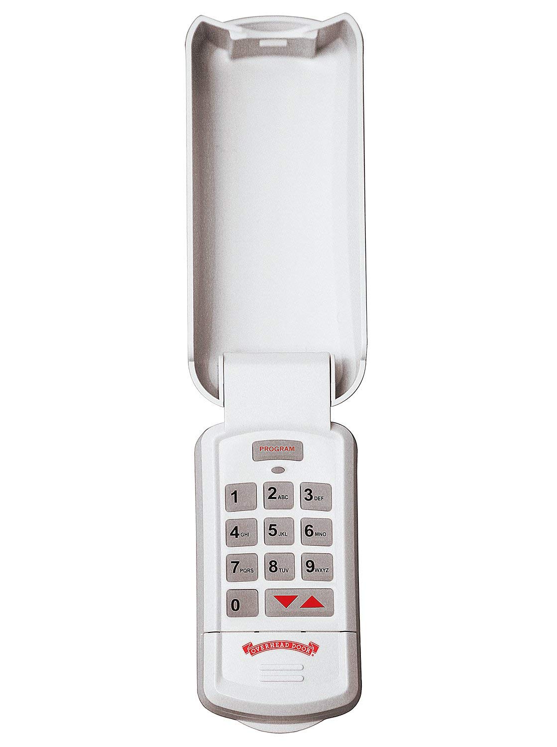 Overhead Door wireless keypad front view in white enables effortless keyless entry