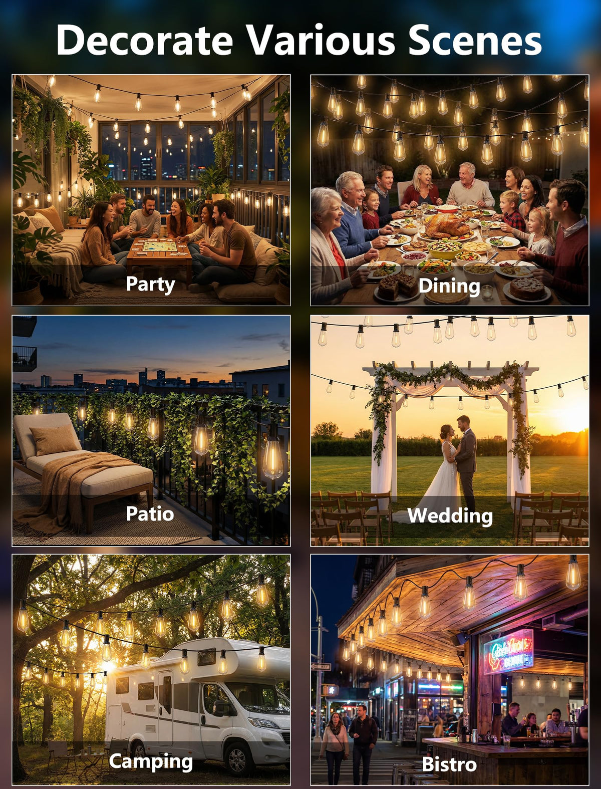 Dimmable warm-white Oviejo lights for mood setting outdoors