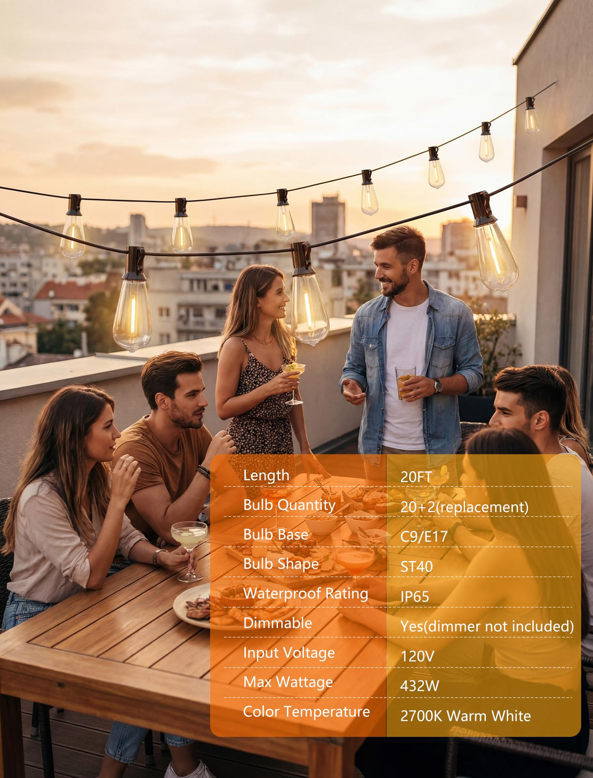 End-to-end connectable Oviejo string lighting for scalable setups