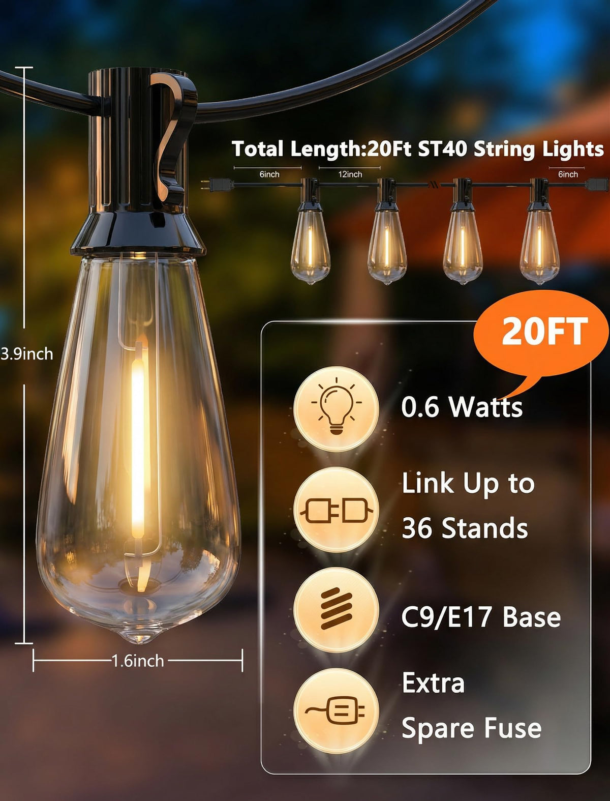Oviejo patio string lights provide a cozy deck glow for gatherings