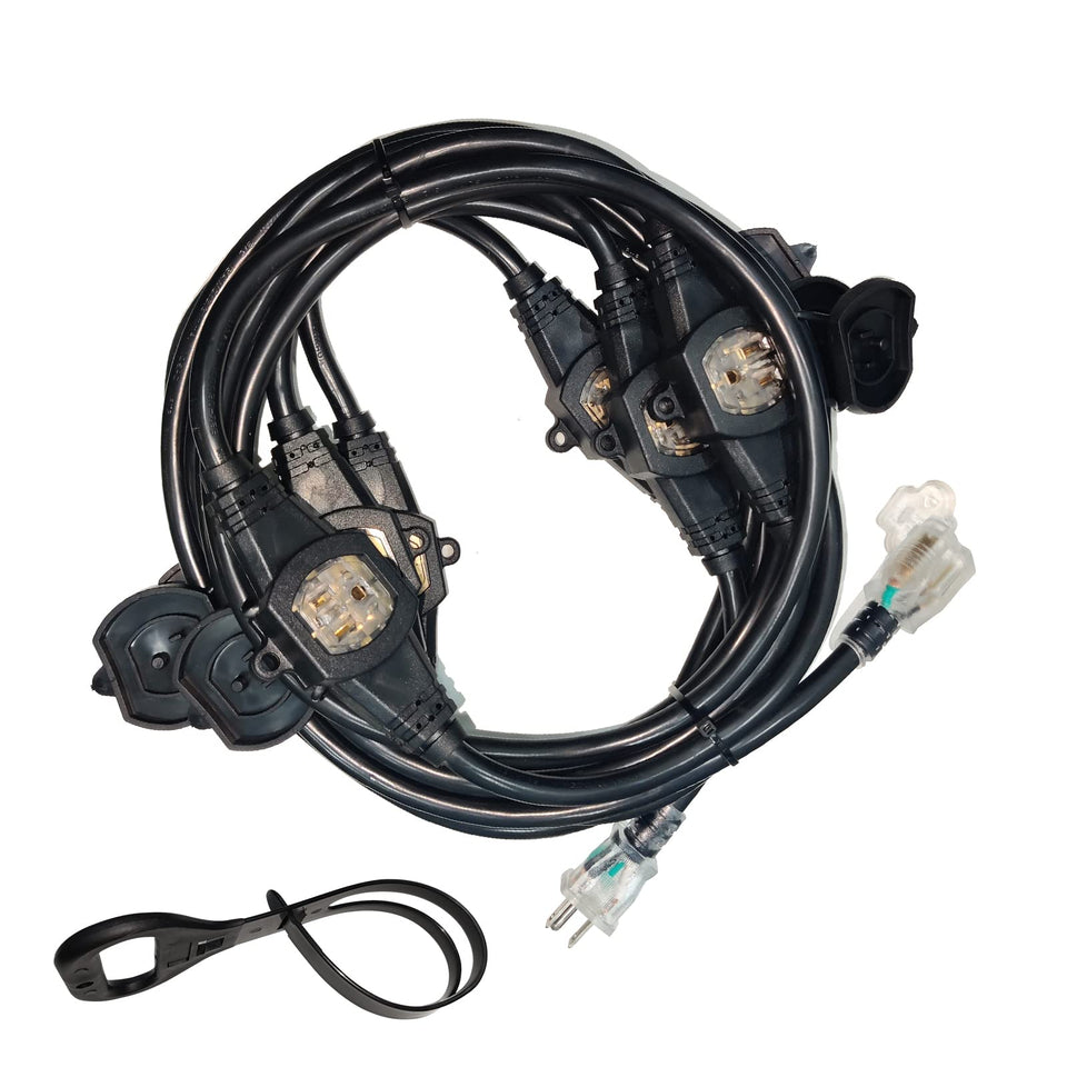 Oviitech 25ft extension cord with 12 AWG SJTW and seven outlets for versatile power access