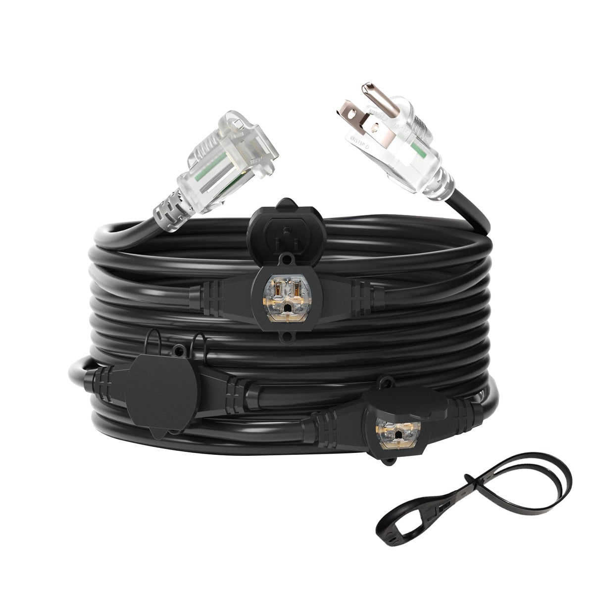 oviitech 25ft extension cord with seven outlets for flexible stage power reach.