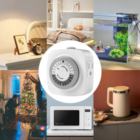 oviitech three-outlet design ideal for lamps, decor, and small appliances.