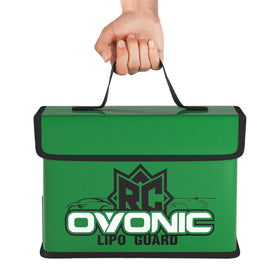 OVONIC Lipo Safe Bag RC charging setup demonstrates safe storage usage.