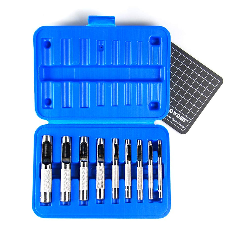 OWDEN hollow punch set with assorted sizes for precise leather holes