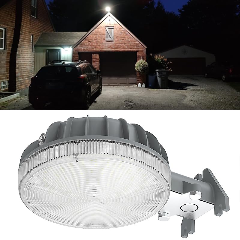 Owleye 6000LM dusk-to-dawn wall-mounted light for wide yard illumination.