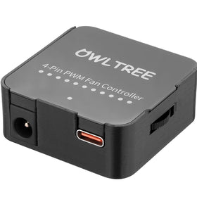 OwlTree 12V PWM controller package showing compact hub for neat PC cooling.