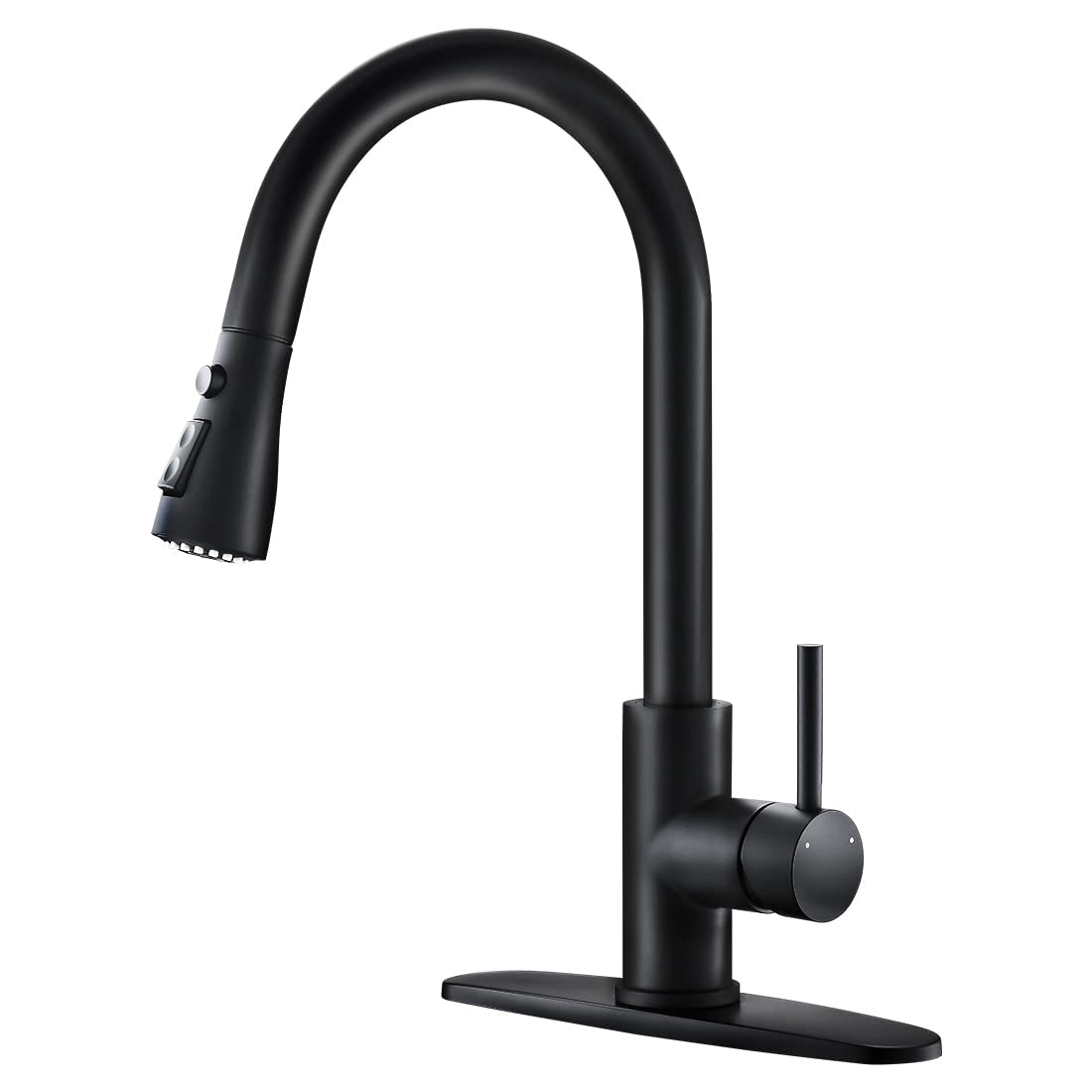 OWOFAN black faucet with pull-down sprayer for versatile kitchen tasks.