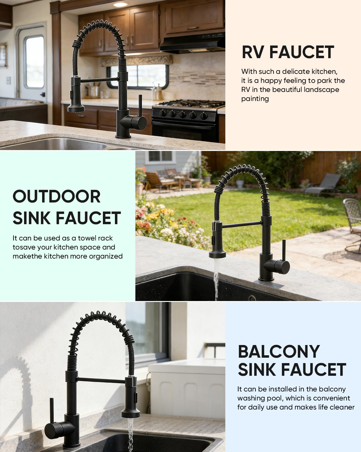 OWOFAN matte black finish reduces water spots and fingerprints.