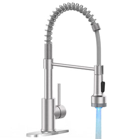 OWOFAN LED light kitchen faucet with color-changing feature indicating water temperature for safer use