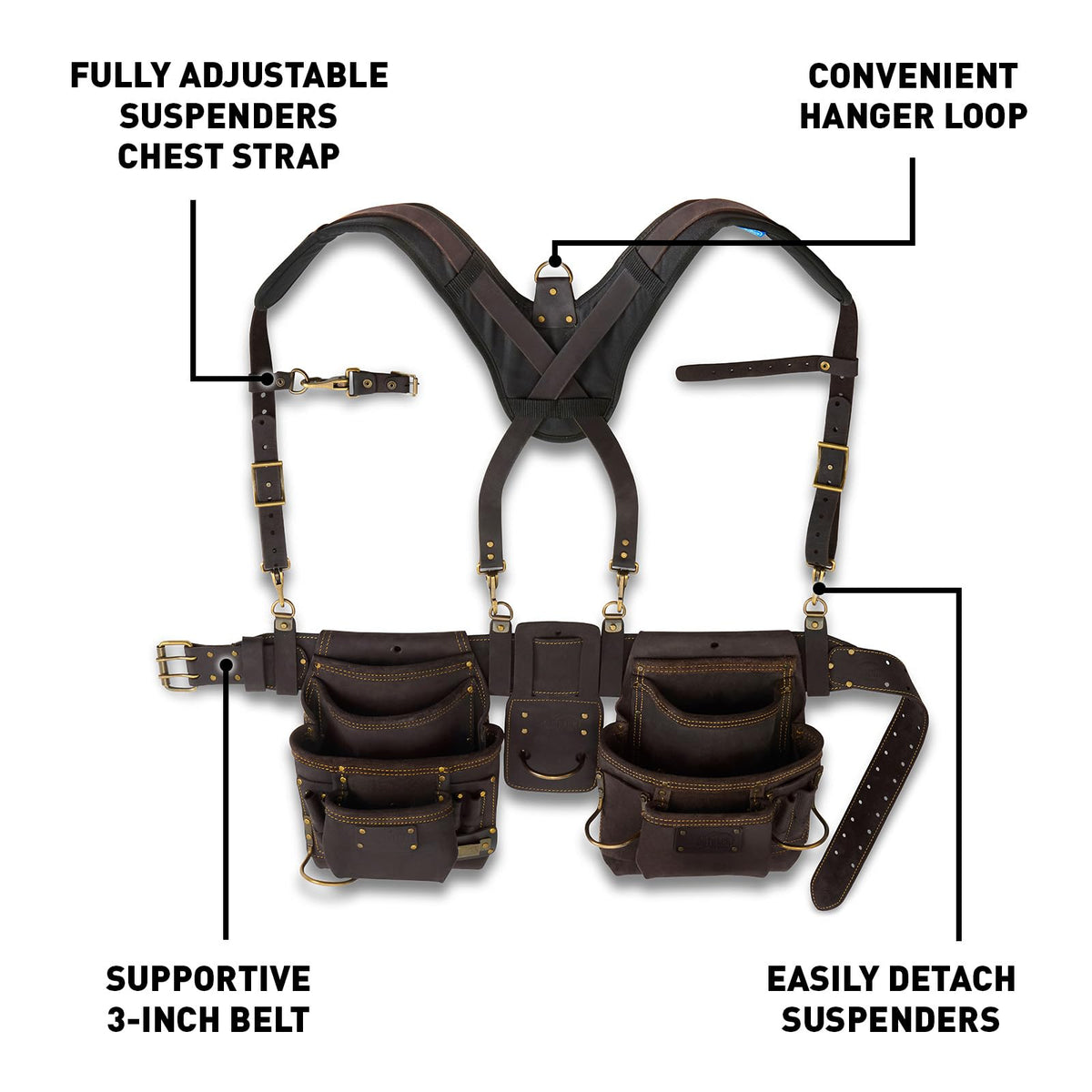 OX Pro dual hammer holsters for quick tool access.