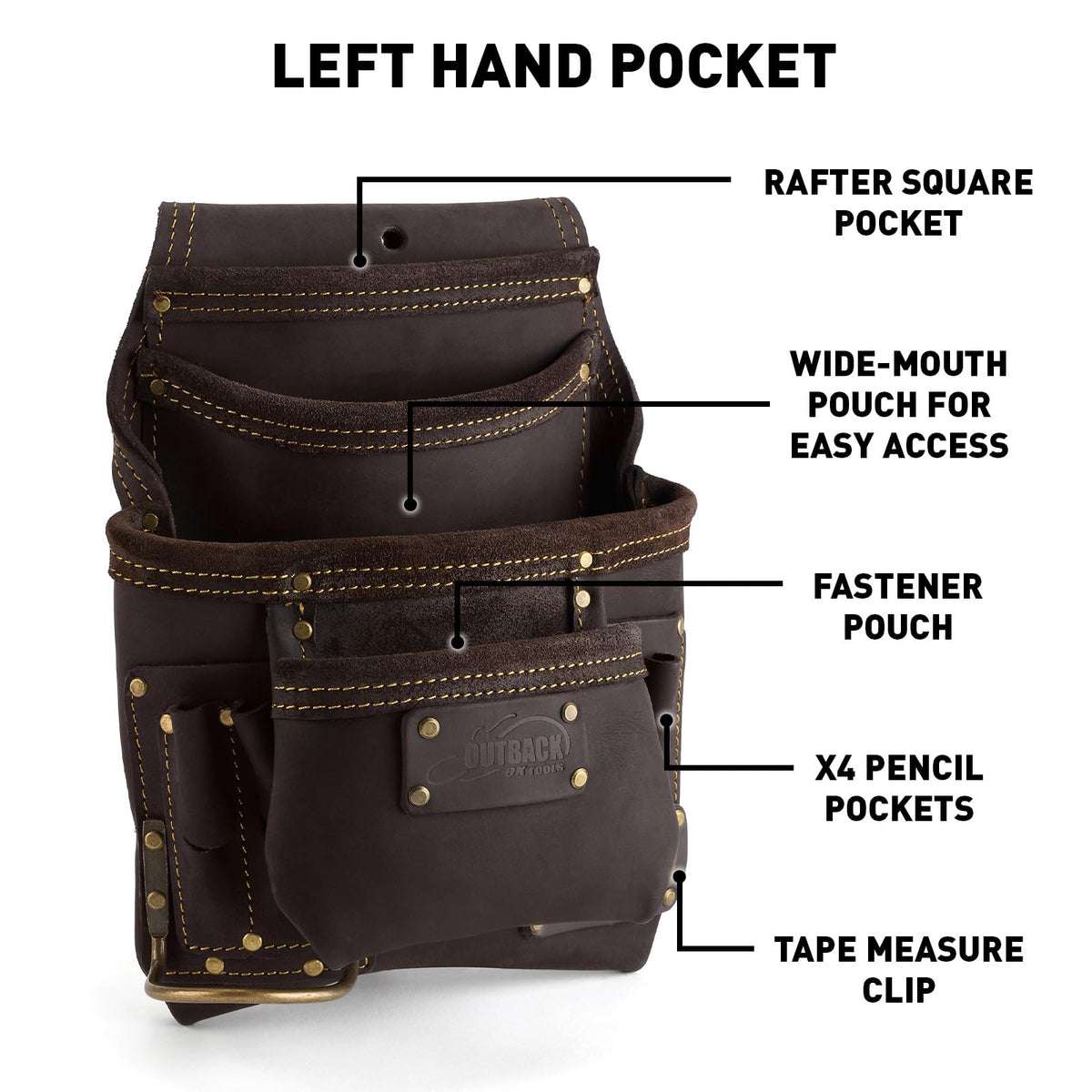 OX Pro leather loops keep pouches secure.