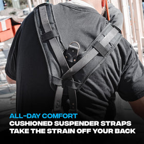 OX Pro padded suspenders with foam padding relieve shoulder strain.