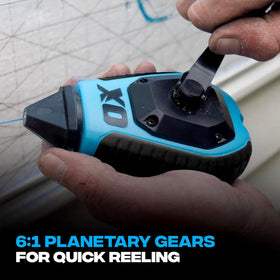 OX Pro secure hook storage keeps chalk line ready between tasks